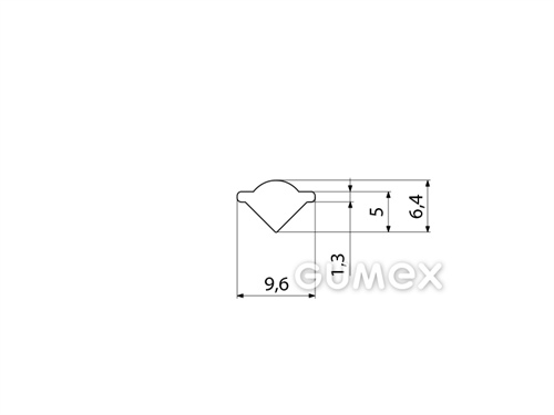 Silikónový klínok do profilov do okien dopravných prostriedkov, 6,4x9,6mm, 75°ShA, -60°C/+180°C, transparentný